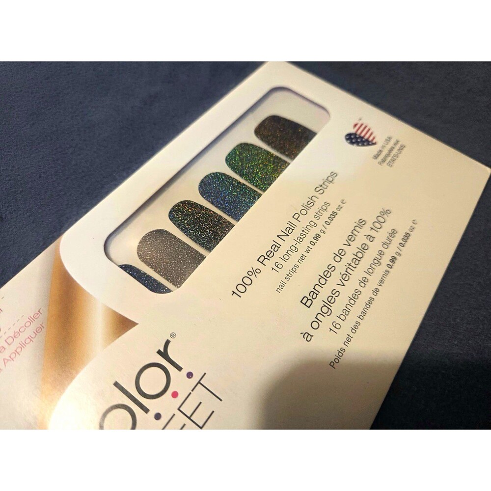 Color Street Soho Vert Glitter Sparkle Multicolor Nail Polish Strips FMG164